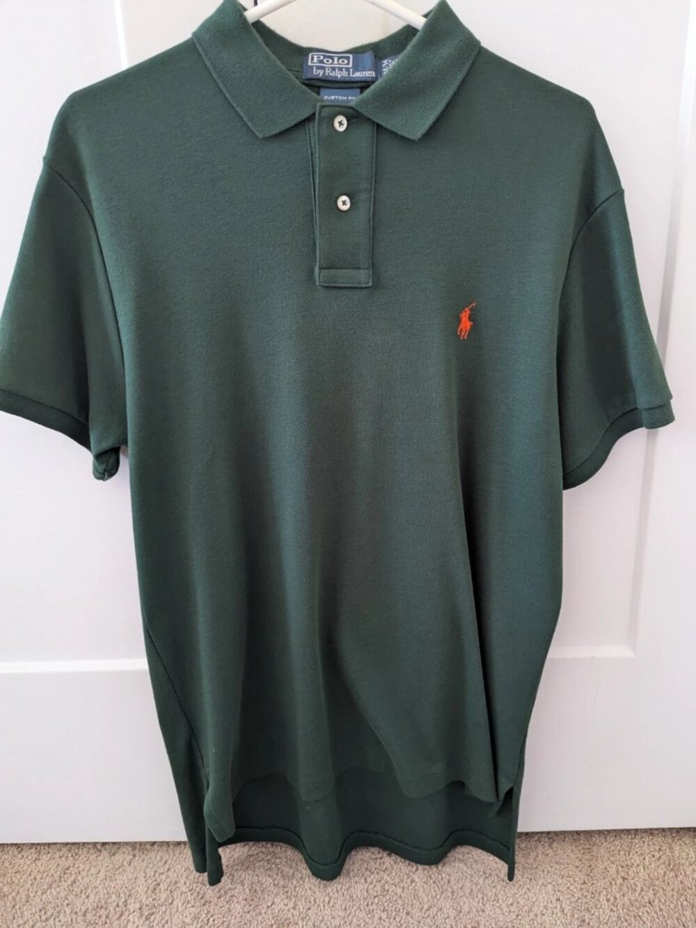 Polo Ralph Lauren Men's Short Sleeve Polo Shirt M Medium Custom Fit Green Orange